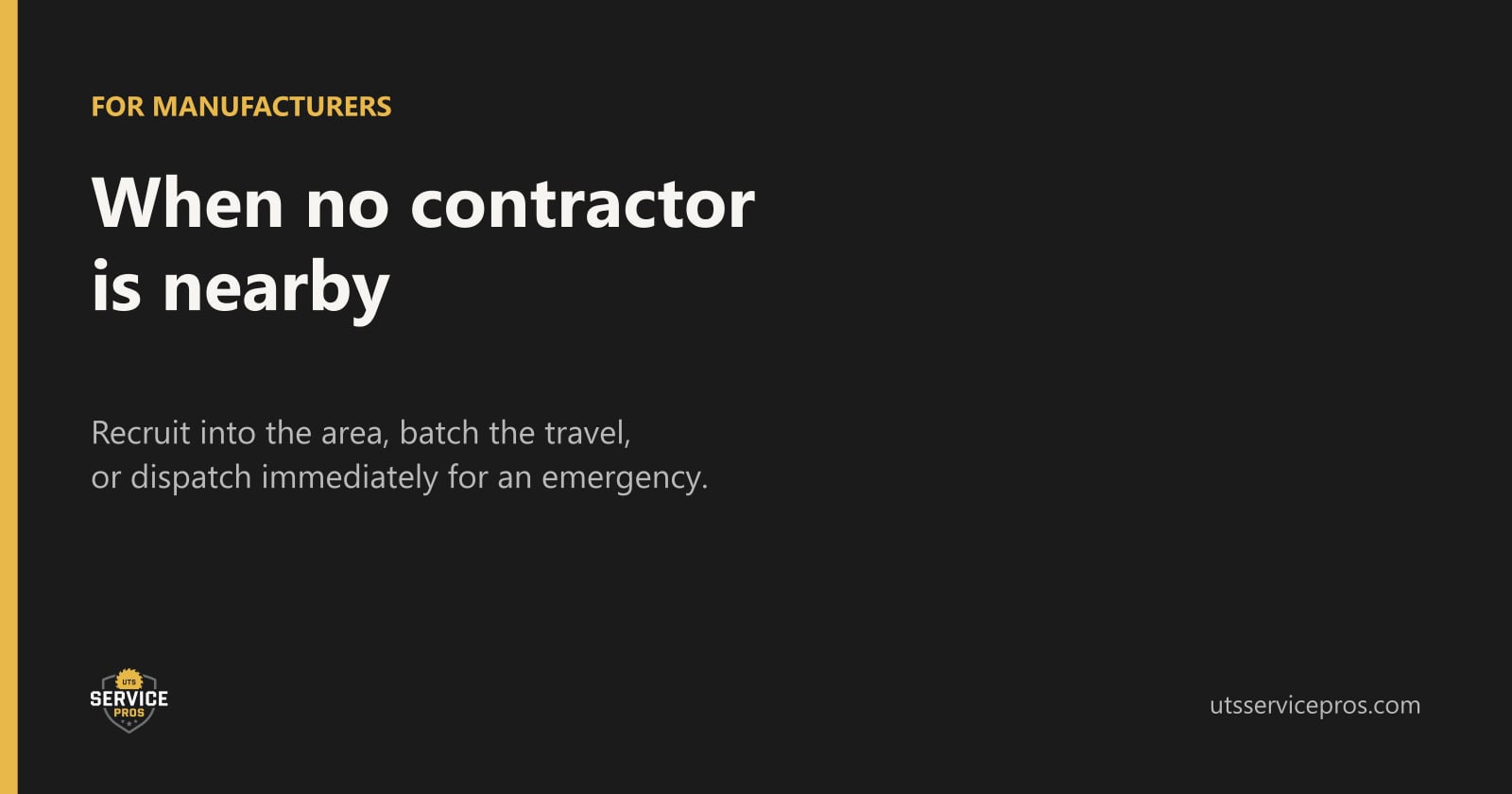 Warranty Service Where No Contractor Is Nearby: How UTS Covers Thin and Rural Areas